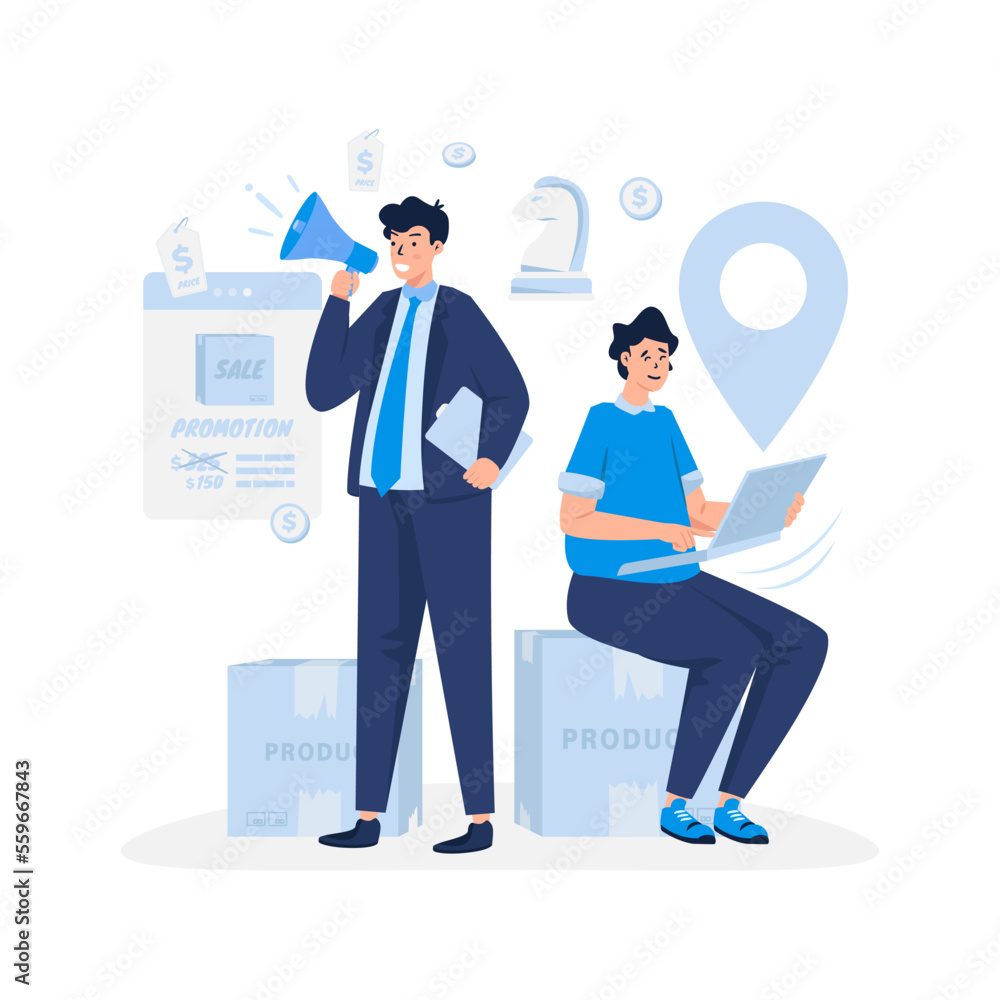 Marketing mix strategy flat illustration Marketing mix strategy flat illustration