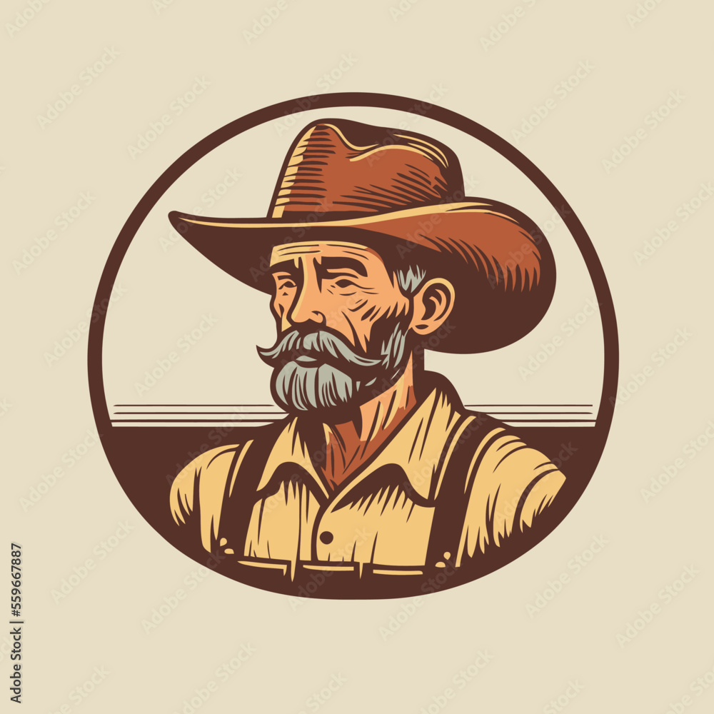 Farmer man logo mascot, agriculture farm icon Farmer man logo mascot, agriculture farm icon