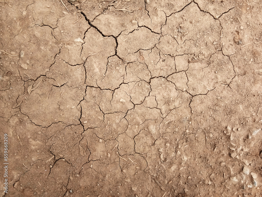 Fototapeta premium The ground has cracks in the top view for the background