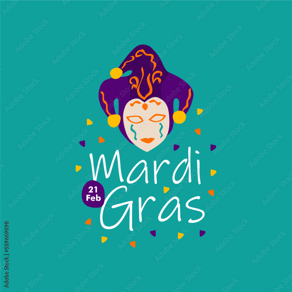 flat mardi gras background with mask illustration flat mardi gras background with mask illustration