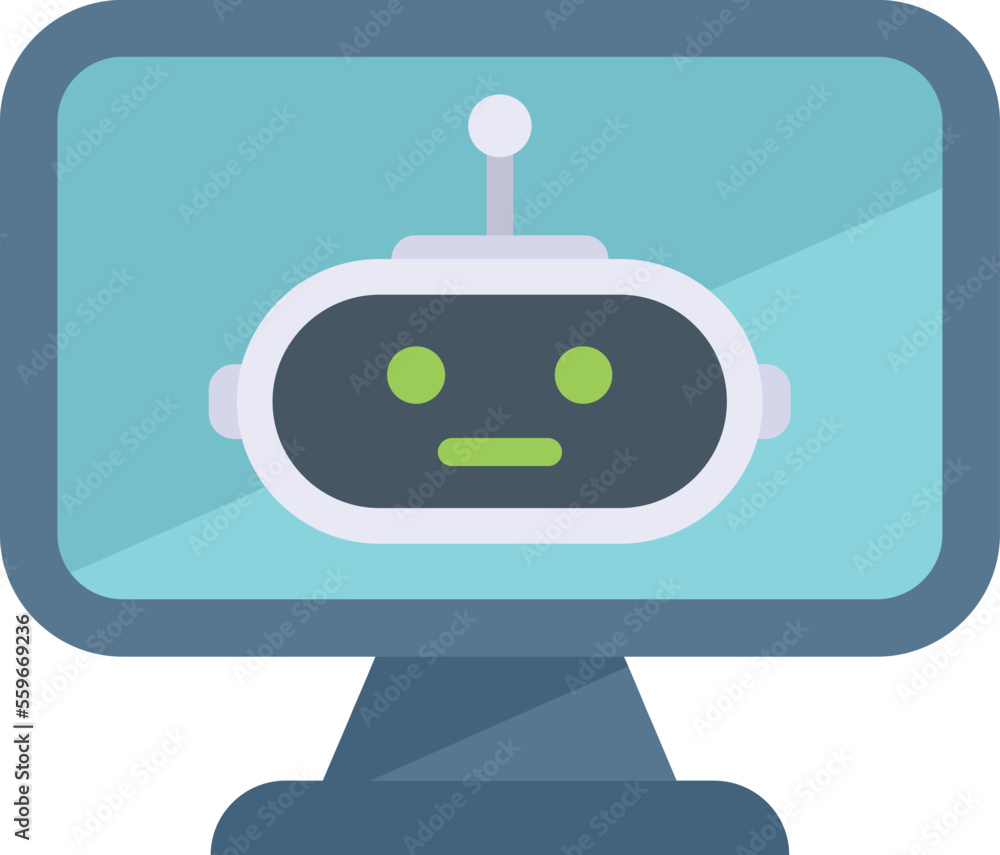 Online bot icon flat vector. Office service. Customer support isolated Online bot icon flat vector. Office service. Customer support isolated