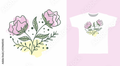 Rosses flower hand drawn t shirt and apparel design concepts