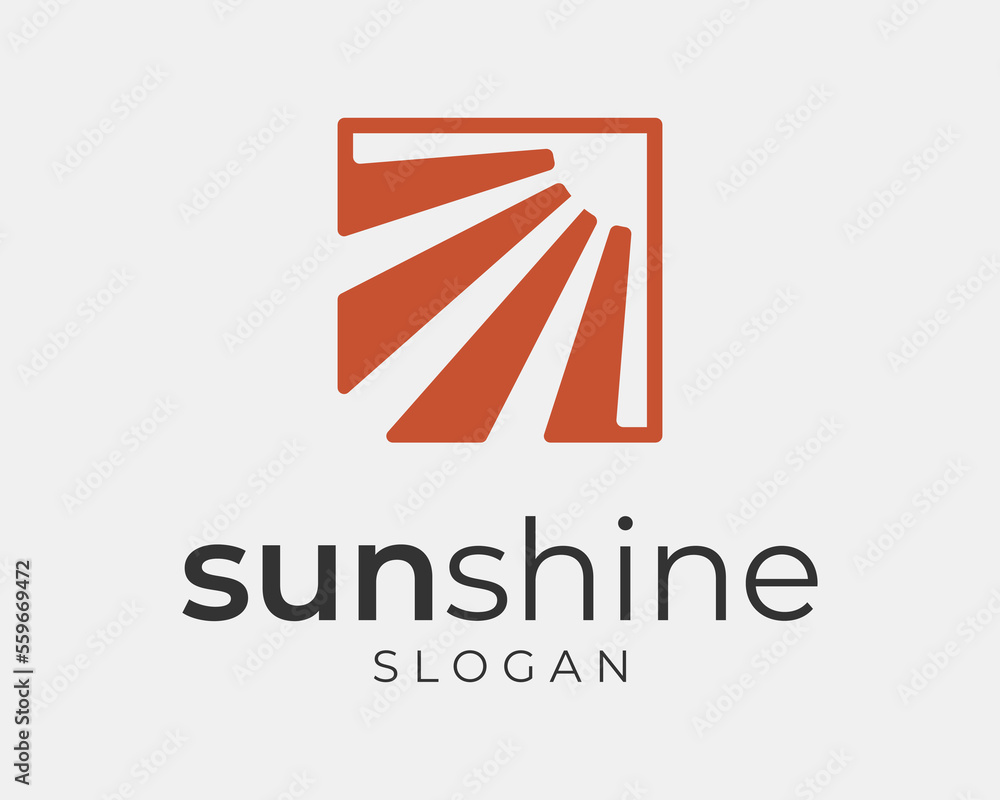 Fototapeta premium Sunshine Sun Summer Sunlight Sunbeam Shine Ray Solar Energy Square Rectangle Box Vector Logo Design