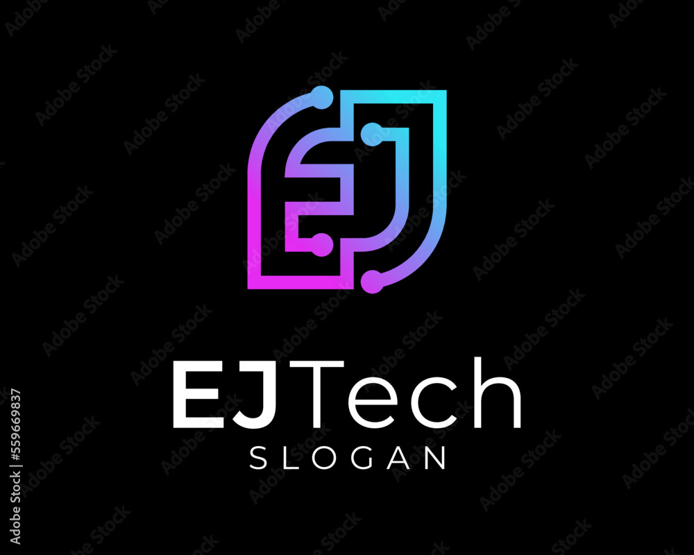 Letter EJ Circuit Technology Digital Line System Network Connection Electronic Vector Logo Design Letter EJ Circuit Technology Digital Line System Network Connection Electronic Vector Logo Design