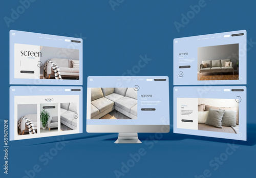Computer with UI Screen Design Mockup
