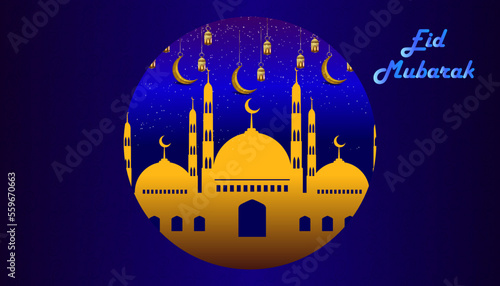 Vector eid mubarak ramadan kareem decorative background template design photo