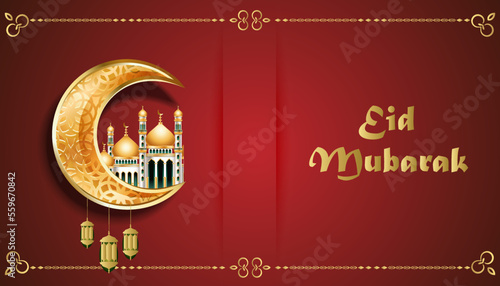 Vector eid mubarak ramadan kareem decorative background template design photo