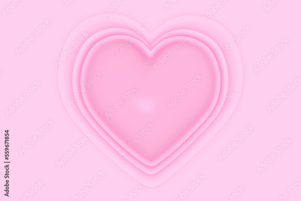 Pink hearts shape on pink background. Illustration basic for valentine card , love and wedding concept.