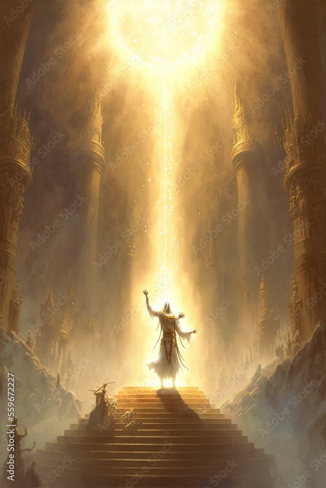 powerful holy cleric, holy Magic Stock Illustration