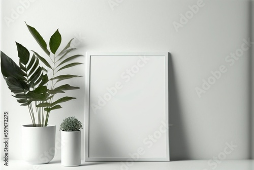 Blank vertical picture frame mockup