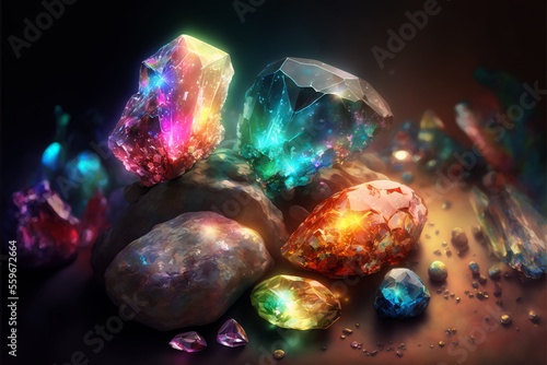 colorful crystal stones shiny