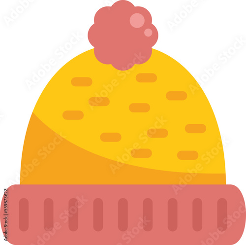 Knitting winter hat icon flat vector. Wool knit. Craft fabric isolated