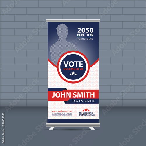 Election  campaign rollup template of political election voting publicity banner design 