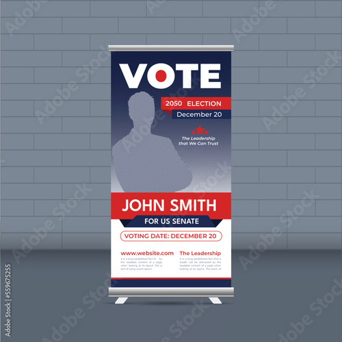 Election  campaign rollup template of political election voting publicity banner design 