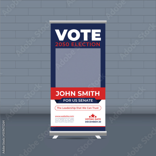 Election  campaign rollup template of political election voting publicity banner design 