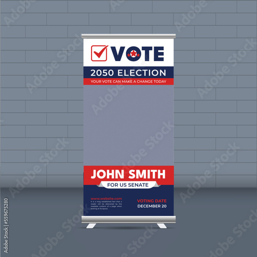 Election  campaign rollup template of political election voting publicity banner design 