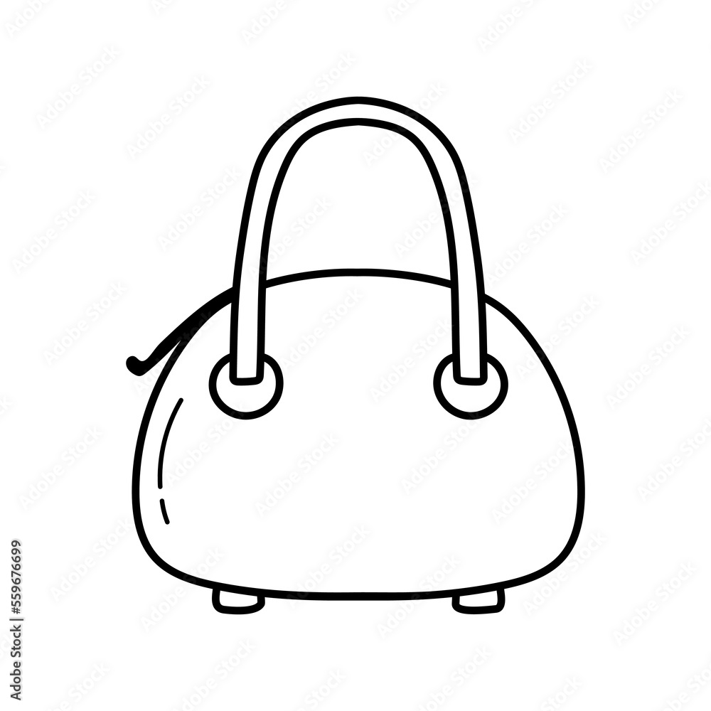 Obraz premium Women's bag is isolated on a white background. Vector doodle line illustration