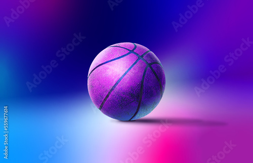 basketball illustration against the abstract blue and purple background   © T-Images