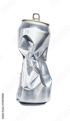 Compressed shiny aluminum can