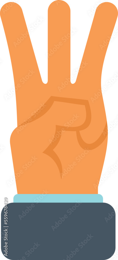 Three finger icon flat vector. Hold ok. Gesture hand isolated Three finger icon flat vector. Hold ok. Gesture hand isolated