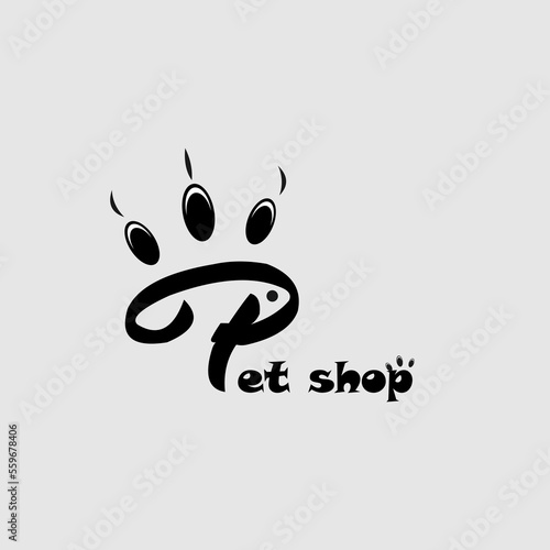 a petshop logo with the letter ''P'' with a cat's claw collaboration on it