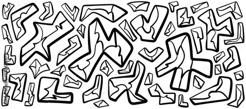 Abstract shape element design. Coloring book. Black and white drawing vector illustration.