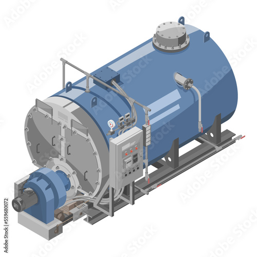 Industrial Boiler Factory Hot Danger Machine isometric machinery concept cartoon vector isolated illustration