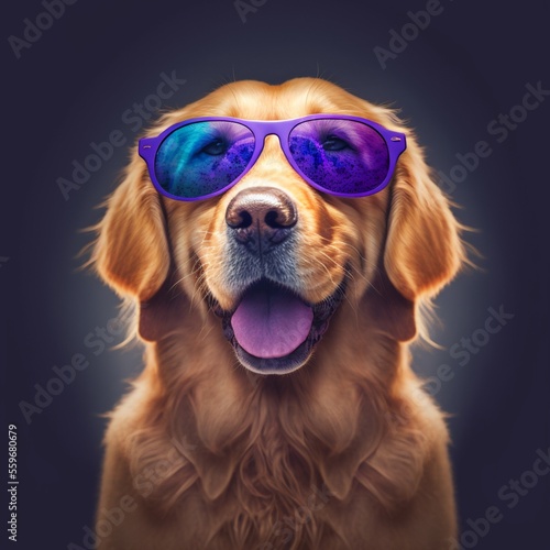 Golden Dog with Purple Glasses