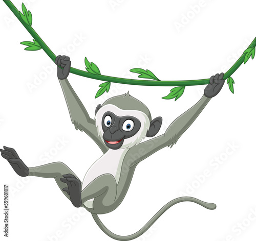 Cute langur monkey cartoon hanging