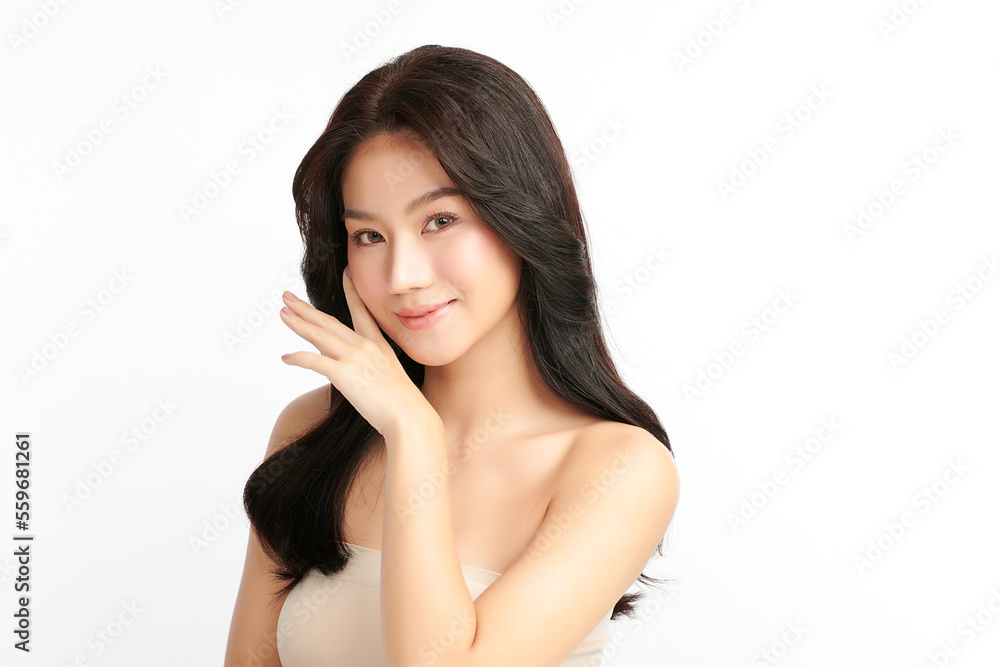 Beautiful young asian woman with clean fresh skin on white background, Face care, Facial treatment, Cosmetology, beauty and spa, Asian women portrait. Beautiful young asian woman with clean fresh skin on white background, Face care, Facial treatment, Cosmetology, beauty and spa, Asian women portrait.