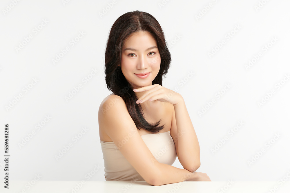 Beautiful young asian woman with clean fresh skin on white background, Face care, Facial treatment, Cosmetology, beauty and spa, Asian women portrait. Beautiful young asian woman with clean fresh skin on white background, Face care, Facial treatment, Cosmetology, beauty and spa, Asian women portrait.