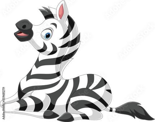 Cartoon cute baby zebra sitting