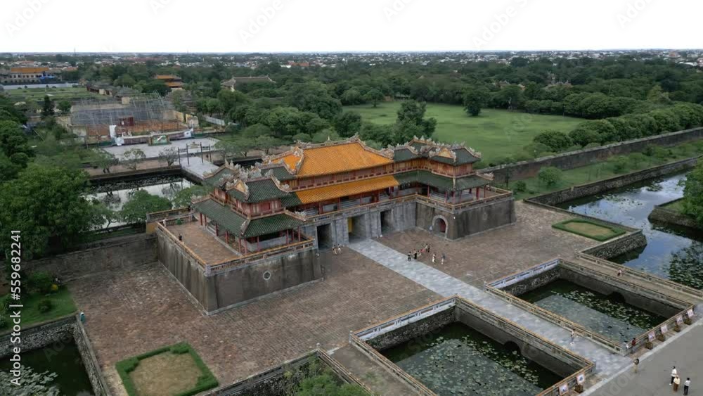 Aerial shot of the Imperial City in Hué, Vietnam during dalylish Aerial shot of the Imperial City in Hué, Vietnam during dalylish