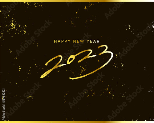 2023 HAPPY NEW YEAR　輝く黄金のベクターアイキャッチ画像