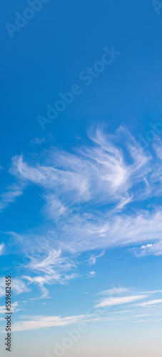 Fantastic clouds against blue sky  panorama