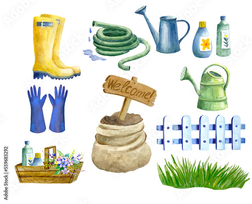 set of gardening tools isolated