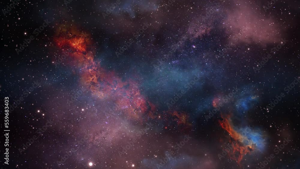 red and blue nebula moving in space, background fantasy red and blue nebula moving in space, background fantasy