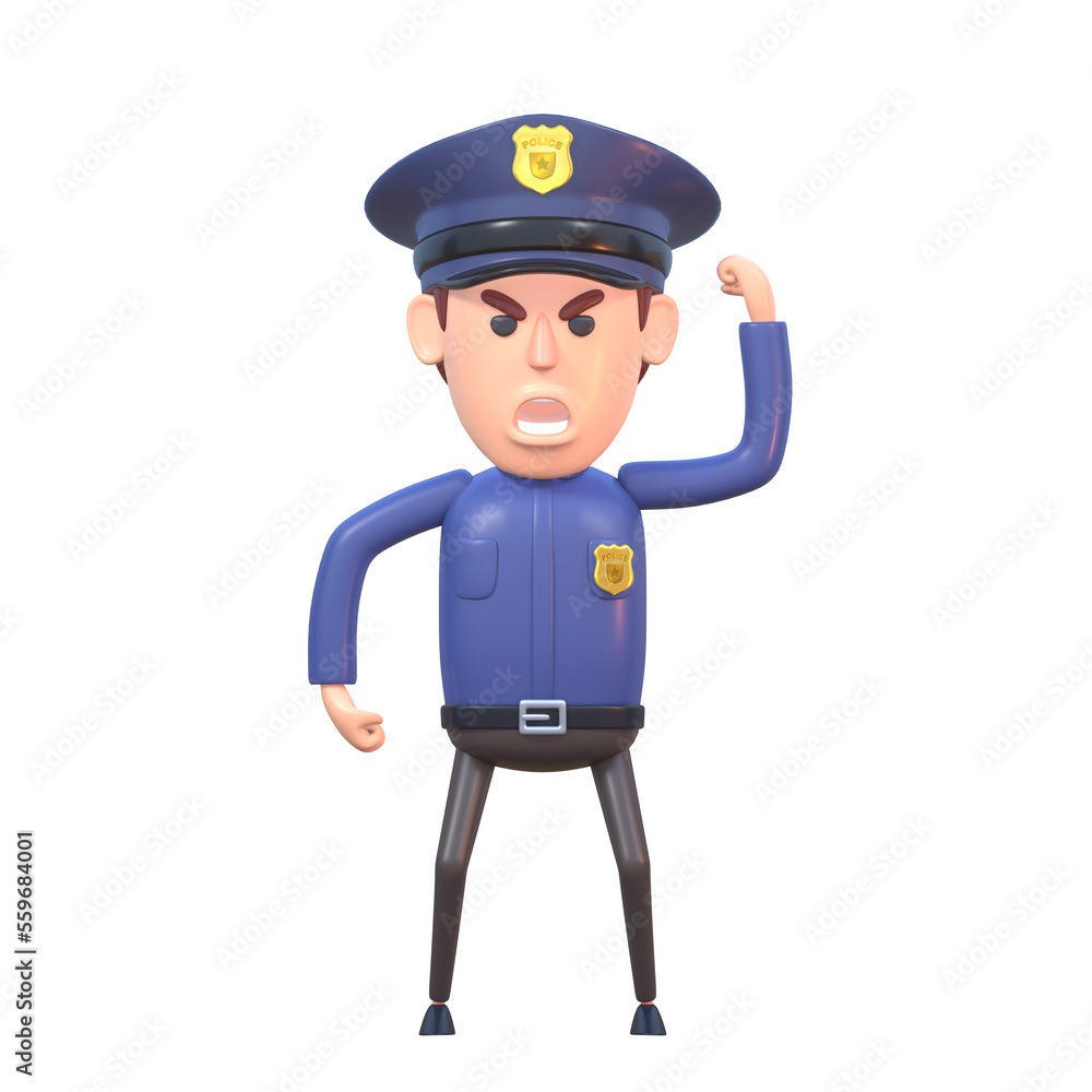 3d render of cartoon policeman angry, shouting 3d render of cartoon policeman angry, shouting