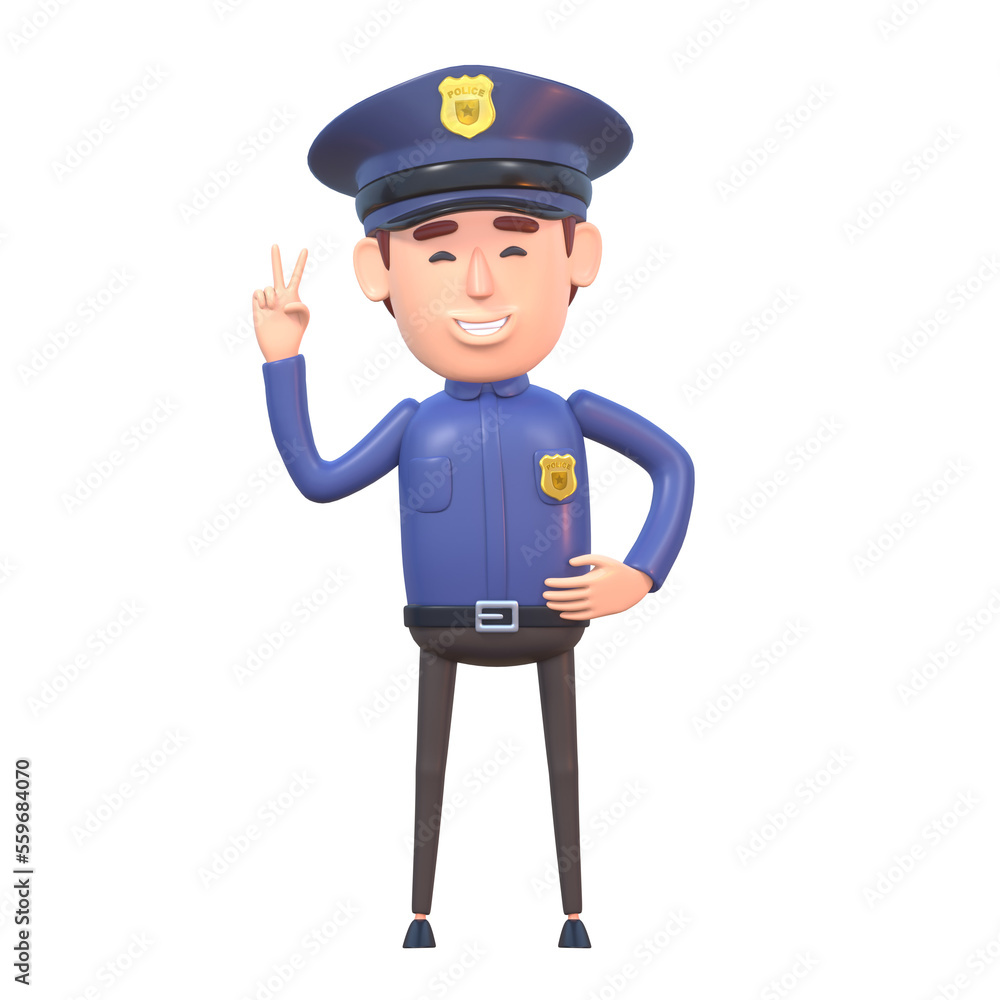 3d render of cartoon policeman