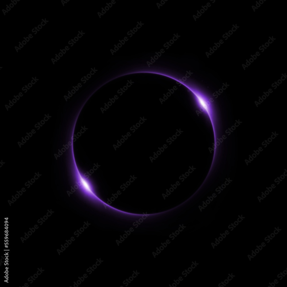 Solar eclipse in pink light in black background. Solar eclipse in pink light in black background.