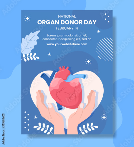 World Organ Donation Day Poster Flat Cartoon Hand Drawn Background Templates Illustration