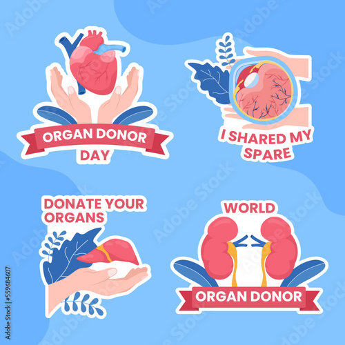 World Organ Donation Day Label Flat Cartoon Hand Drawn Background Templates Illustration