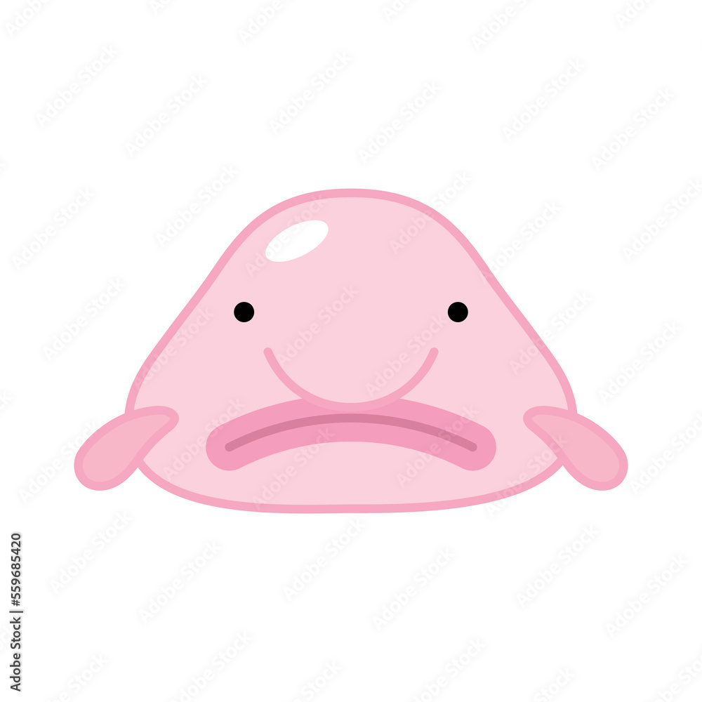 Cute Blobfish Or Blob Fish Vector Clipart Deep Sea Cartoon Fish With 