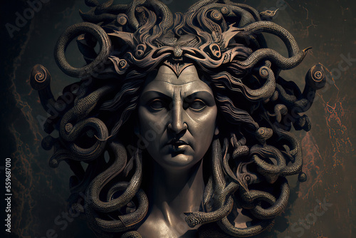 A portrait of the face of medusa created with generative Ai