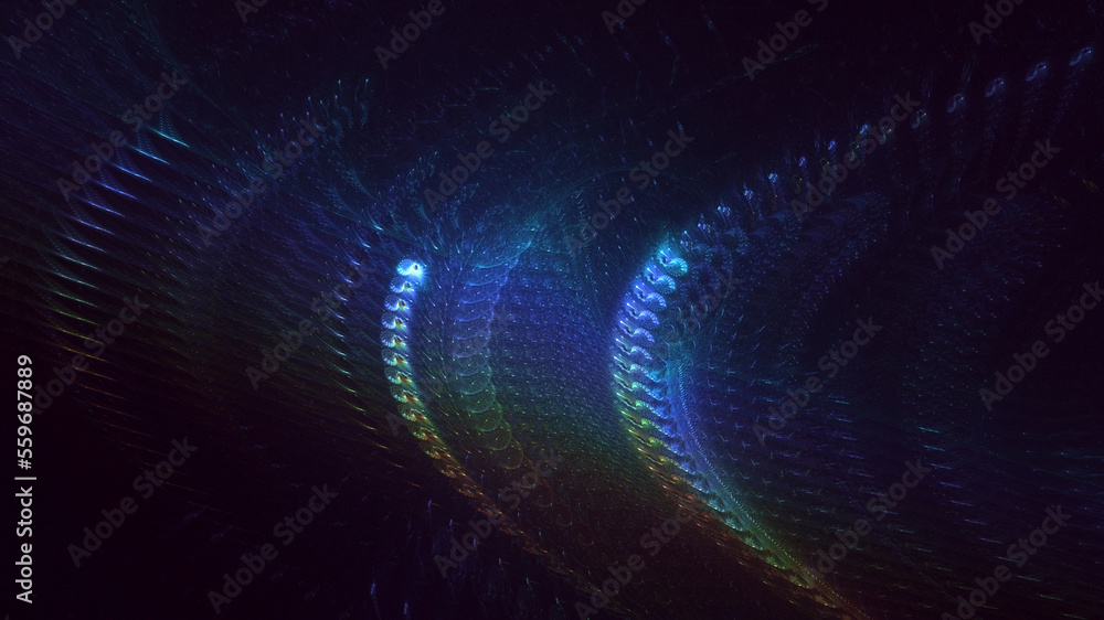 3D rendering abstract blue fractal light background