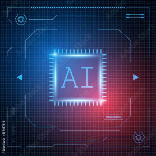 Fotografija Artificial Intelligence ,AI chipset on circuit board, futuristic Technology Conc