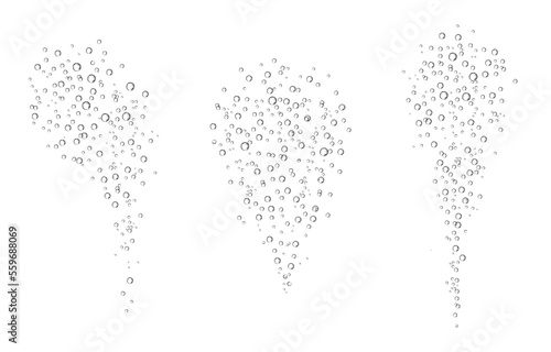 Oxygen air bubbles  flow  in water on white  background.