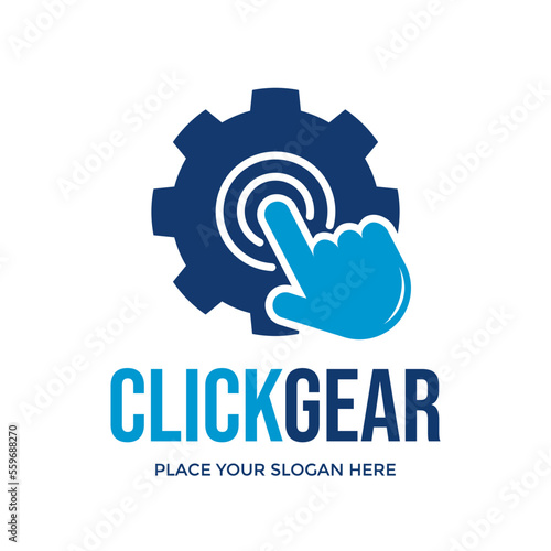 Click gear vector logo template. This design use click finger and gear. Suitable for business, technology.
