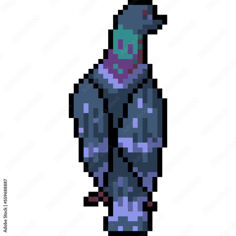Fototapeta premium pixel art blue pigeon back