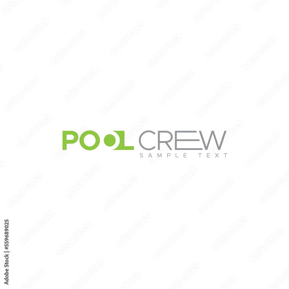 This is a minimalist typography logo called Pool Crew. This is a minimalist typography logo called Pool Crew.